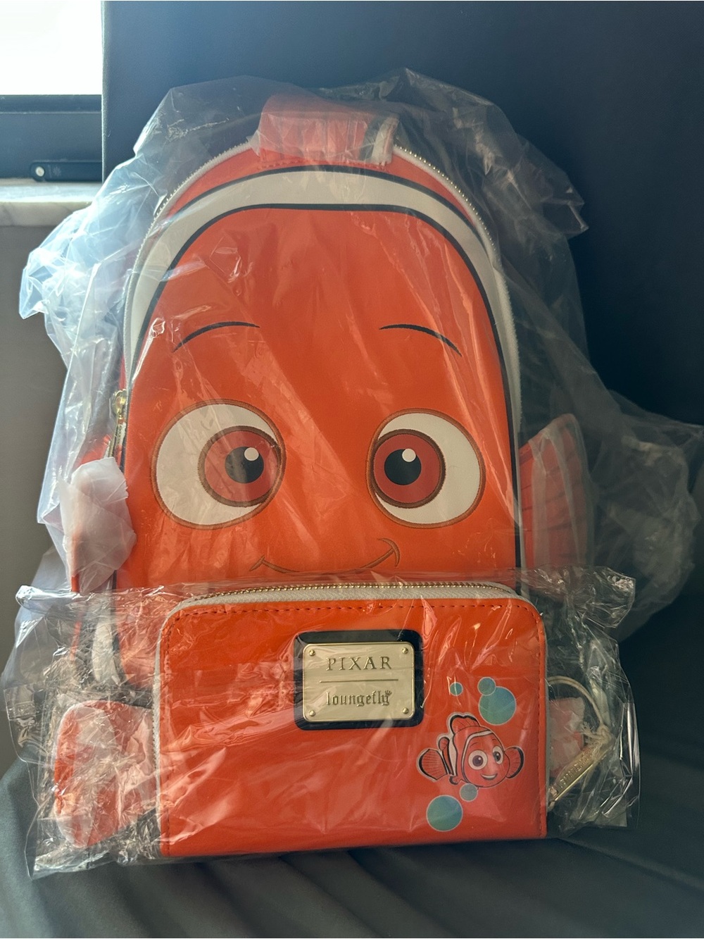 Loungefly Orange Finding Nemo Kids Mini Backpack & Matching Walletwith Nemo Face
